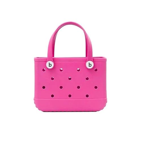 GBZIJIE Strandtasche,Badetasche Faltbare Kleine Tasche Mini Strand Gummi Tragetaschen Wasserdicht Sanddicht Sommer Aufbewahrungskorb Frauen Einkaufstasche Strandtasche(Rose) von GBZIJIE
