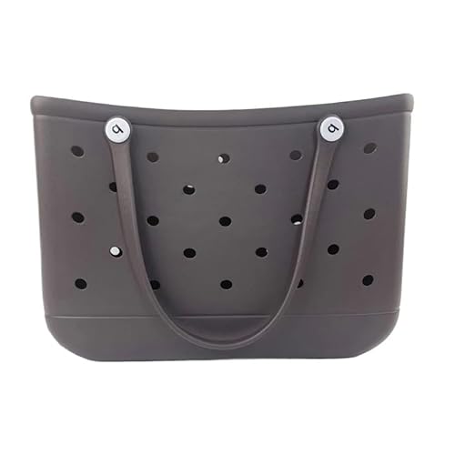 GBZIJIE Strandtasche,Badetasche Faltbare Langlebige, wasserdichte Strandtasche, Aufbewahrungskörbe, Sommer-Gummi-Tragetasche, einfarbig, Gelee-Strandtaschen, Kleinigkeiten-Organizer(Brown) von GBZIJIE
