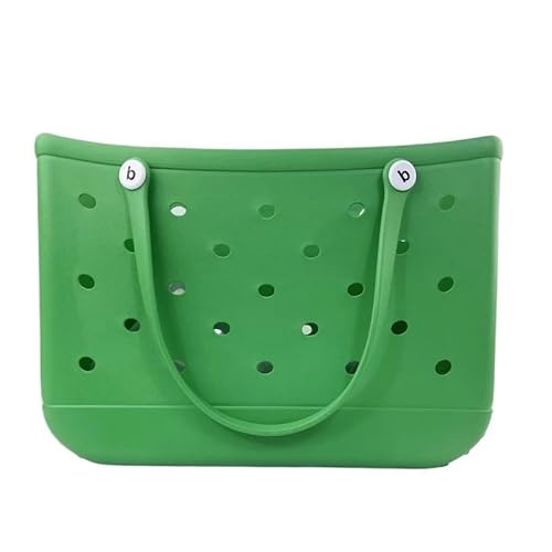 GBZIJIE Strandtasche,Badetasche Faltbare Langlebige, wasserdichte Strandtasche, Aufbewahrungskörbe, Sommer-Gummi-Tragetasche, einfarbig, Gelee-Strandtaschen, Kleinigkeiten-Organizer(Green) von GBZIJIE