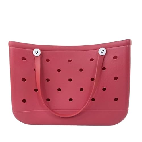 GBZIJIE Strandtasche,Badetasche Faltbare Langlebige, wasserdichte Strandtasche, Aufbewahrungskörbe, Sommer-Gummi-Tragetasche, einfarbig, Gelee-Strandtaschen, Kleinigkeiten-Organizer(Red) von GBZIJIE