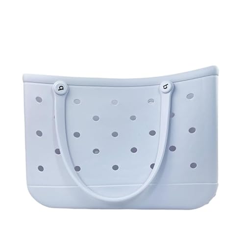 GBZIJIE Strandtasche,Badetasche Faltbare Langlebige, wasserdichte Strandtasche, Aufbewahrungskörbe, Sommer-Gummi-Tragetasche, einfarbig, Gelee-Strandtaschen, Kleinigkeiten-Organizer(White) von GBZIJIE