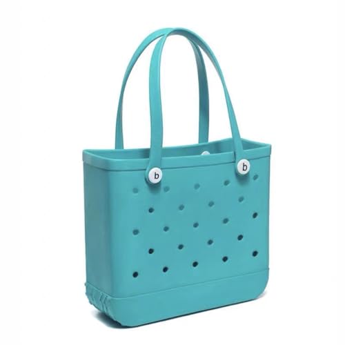 GBZIJIE Strandtasche,Badetasche Faltbare Mode Große Strandtaschen EVA Gummi Wasserdichte Aufbewahrungskörbe Reiseeinkaufshandtasche Frauen Schulter Einfarbig Zipfel(Green,XL 47x33x24cm) von GBZIJIE