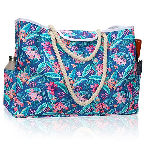 GBZIJIE Strandtasche,Badetasche Faltbare Sommer Damen Schultertasche Strandtasche Große Kapazität Handtasche Wasserdicht Fitness Schwimmbad Tasche Reise Urlaub(Colorful Leaf) von GBZIJIE