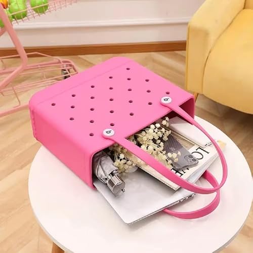 GBZIJIE Strandtasche,Badetasche Faltbare Strandtasche Einkaufskorb Wasserdichte Reise-Gelee-Handtasche Damen Picknickkorb Mini-Handtasche Einkaufstaschen(Purple,36X14X30cm) von GBZIJIE