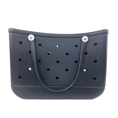 GBZIJIE Strandtasche,Badetasche Faltbare Wasserdichte Outdoor-minimalistische Reise-Strandtasche mit Loch, kleine Tasche, Handtasche, aus EVA-Material(Black) von GBZIJIE