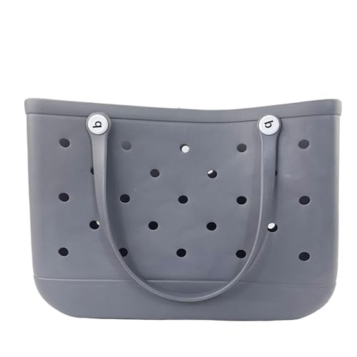 GBZIJIE Strandtasche,Badetasche Faltbare Wasserdichte Outdoor-minimalistische Reise-Strandtasche mit Loch, kleine Tasche, Handtasche, aus EVA-Material(Gray) von GBZIJIE