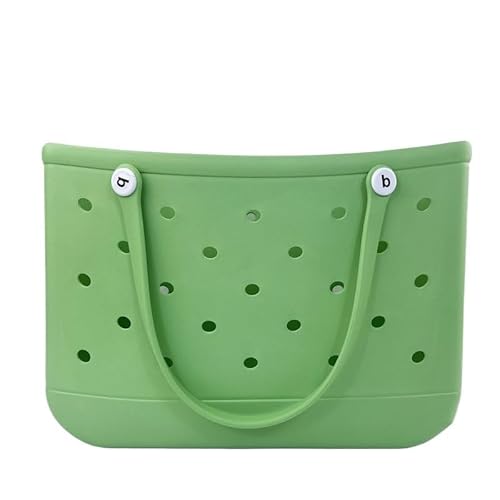 GBZIJIE Strandtasche,Badetasche Faltbare Wasserdichte Outdoor-minimalistische Reise-Strandtasche mit Loch, kleine Tasche, Handtasche, aus EVA-Material(Light green) von GBZIJIE