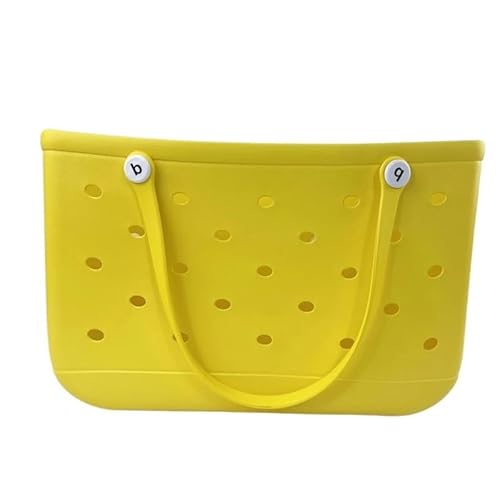 GBZIJIE Strandtasche,Badetasche Faltbare Wasserdichte Outdoor-minimalistische Reise-Strandtasche mit Loch, kleine Tasche, Handtasche, aus EVA-Material(Yellow) von GBZIJIE
