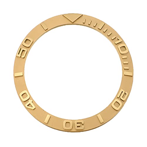 GBZIJIE Watch Lünette Bezel Gold/weiße Uhren ersetzen das Zubehör 38mm Uhr Gesichtskeramik-Blendeeinsatz für 40mm Automatik Herren Watch Cover(Gold) von GBZIJIE