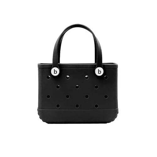 Strandtasche,Badetasche Faltbare EVA Wasserdicht Sommer Lagerung Korb Mini Strand Tasche Frauen Einkaufstasche Picknick Gummi Jelly Tote Geldbörsen(Black) von GBZIJIE