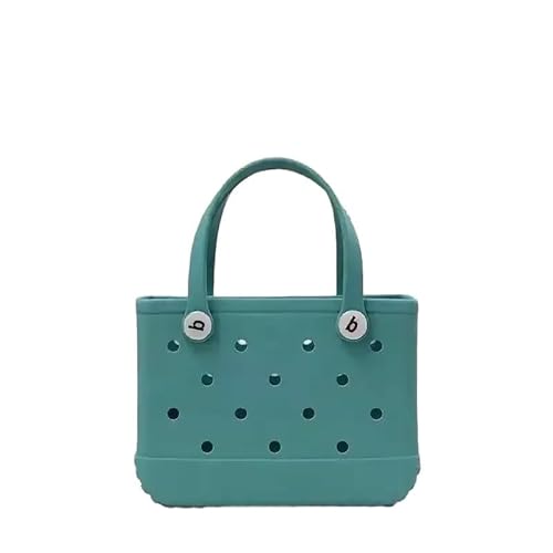 Strandtasche,Badetasche Faltbare EVA Wasserdicht Sommer Lagerung Korb Mini Strand Tasche Frauen Einkaufstasche Picknick Gummi Jelly Tote Geldbörsen(Green) von GBZIJIE