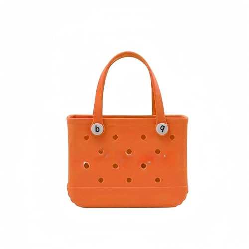 Strandtasche,Badetasche Faltbare EVA Wasserdicht Sommer Lagerung Korb Mini Strand Tasche Frauen Einkaufstasche Picknick Gummi Jelly Tote Geldbörsen(Orange) von GBZIJIE