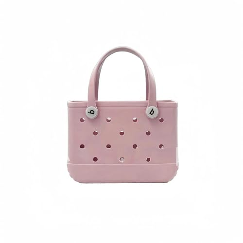 Strandtasche,Badetasche Faltbare EVA Wasserdicht Sommer Lagerung Korb Mini Strand Tasche Frauen Einkaufstasche Picknick Gummi Jelly Tote Geldbörsen(Pink) von GBZIJIE