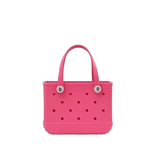 Strandtasche,Badetasche Faltbare EVA Wasserdicht Sommer Lagerung Korb Mini Strand Tasche Frauen Einkaufstasche Picknick Gummi Jelly Tote Geldbörsen(Rose) von GBZIJIE