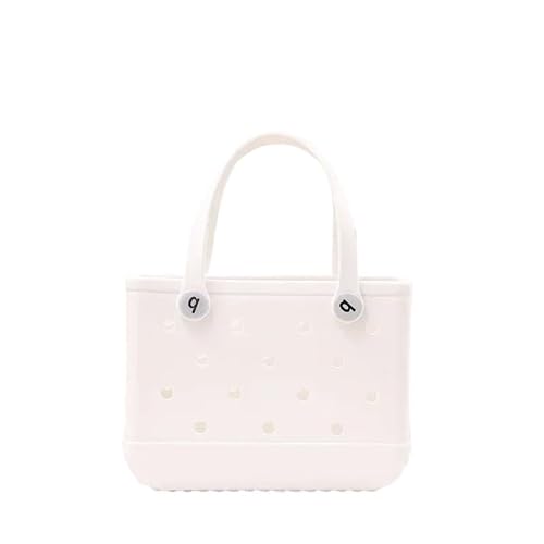 Strandtasche,Badetasche Faltbare EVA Wasserdicht Sommer Lagerung Korb Mini Strand Tasche Frauen Einkaufstasche Picknick Gummi Jelly Tote Geldbörsen(White) von GBZIJIE