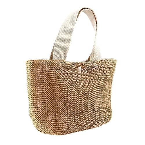 Strandtasche,Badetasche Faltbare Elegante Damen Stroh gewebte Handtasche Frauen Urlaub Strand Casual Tote Top-Griff Taschen Retro Schultertaschen(Beige) von GBZIJIE