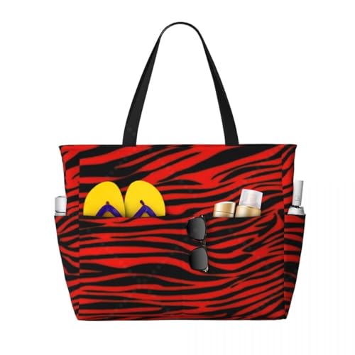 Strandtasche,Badetasche Faltbare Gestreifte Reise-Tragetasche, große, sanddichte Strandtasche mit Reißverschluss und Taschen for Damen, Urlaub, Fitnessstudio Reisen(2) von GBZIJIE