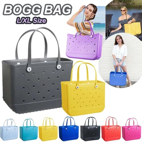 Strandtasche,Badetasche Faltbare Mini-Strandtasche aus Gummi for Kinder, Größe XL LM, EVA, wasserdicht, Sommer-Aufbewahrungskorb, Damen-Einkaufstasche, Kinder-Strandtasche(Dark Blue,L) von GBZIJIE