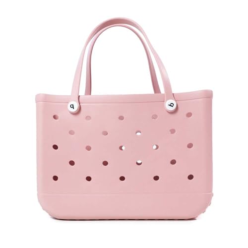 Strandtasche,Badetasche Faltbare Mini-Strandtasche aus Gummi for Kinder, Größe XL LM, EVA, wasserdicht, Sommer-Aufbewahrungskorb, Damen-Einkaufstasche, Kinder-Strandtasche(Pink,XL) von GBZIJIE