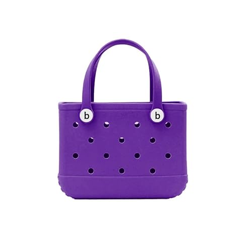 Strandtasche,Badetasche Faltbare Mini-Strandtasche aus Gummi for Kinder, Größe XL LM, EVA, wasserdicht, Sommer-Aufbewahrungskorb, Damen-Einkaufstasche, Kinder-Strandtasche(Purple,L) von GBZIJIE