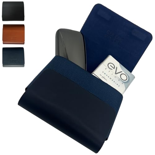 GC German Couture echt Leder Carry Case Etui kompatibel mit ploom X Advanced u.evo Sticks Zubehör Schutzhülle, blau von GC