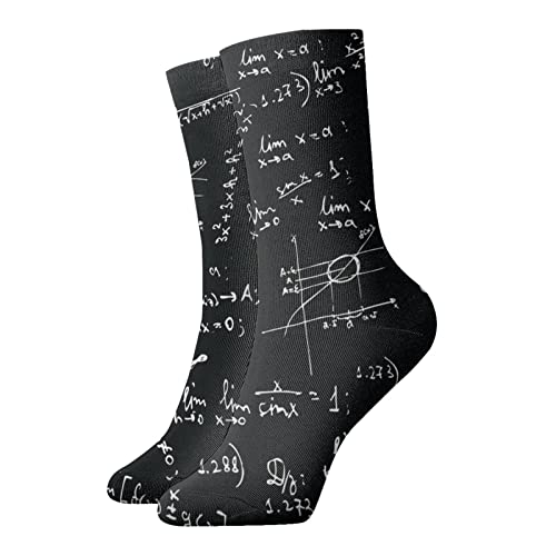 Unisex Lustige kurze Crew-Socken, 30 cm, Mathematik-Formeln, nahtloses Muster, langlebig, bequem, Sportsocken, für Herren und Damen von GCDD