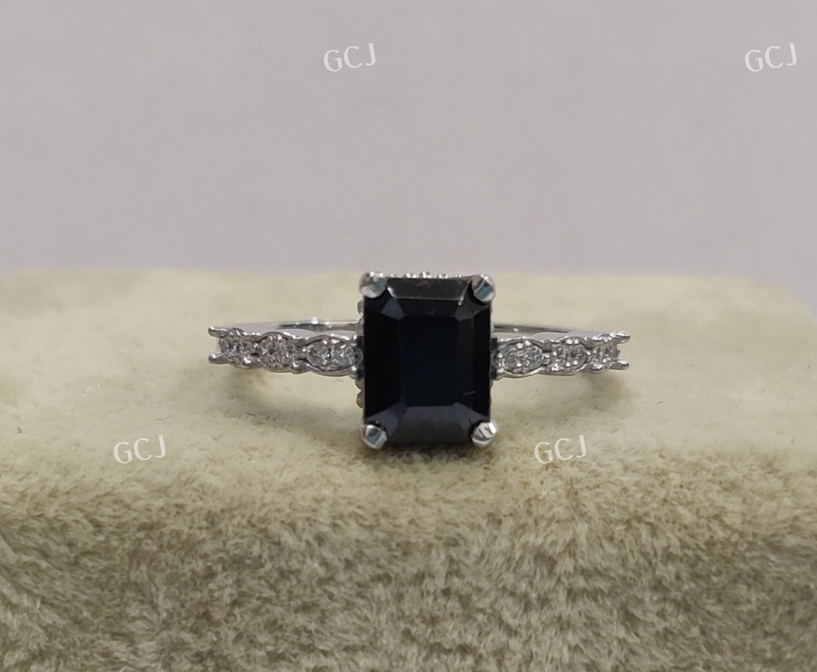 2.0 Ct Onyx Schwarzer Smaragdschliff Diamant Verlobungsring Ehering in 925 Sterling Silber, Ring, Solitärring, Ringe Für Frauen, Geschenke von GCJEWELIN