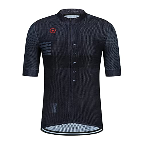 GCRFL Herren Radtrikot Kurzarm Biking Bike Jersey Shirt Leichtes Atmungsaktives Gewebe Radfahren Tops Fahrrad Trikot, Schwarz , L von GCRFL