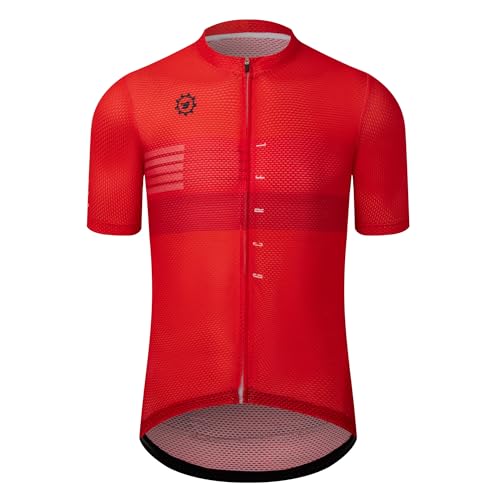 GCRFL Herren Radtrikot Kurzarm Radtrikot Bike Jersey Shirt Leichtes Atmungsaktives Gewebe - Rot - XX-Large von GCRFL
