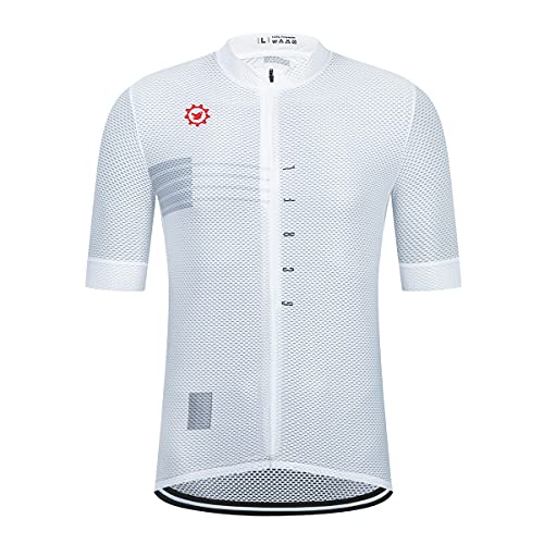 GCRFL Herren Radtrikot Kurzarm Radtrikot Bike Jersey Shirt Leichtes Atmungsaktives Gewebe - Weiß - Mittel von GCRFL