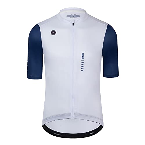 GCRFL Radtrikot für Herren, kurze Ärmel, Rennradtrikot, Fahrrad-Tops, Shirt, Reißverschlusstasche, LSF 50+, leicht, PRO Race Fit, Weiss/opulenter Garten, XL von GCRFL