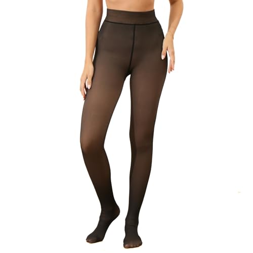 GCSOMLE Thermo Strumpfhose Damen Fleece Thermostrumpfhose Strumpfhose gefüttert Warm Gefälschte Durchscheinend Plüsch Dicke Pantyhose Winter von GCSOMLE