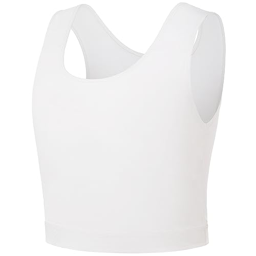 GCTBL Brustbinder für Damen, Transgender FTM Cosplay, atmungsaktiv, Halbbrust-Binder, Tank Top, Weiß (Classic White), XXX-Large von GCTBL