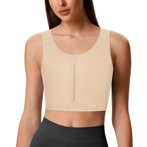 GCTBL Transgender Binder FTM Trans Brust Binder Halbes Zipper Binder für Damen Atmungsaktive Tank Top (K, M) von GCTBL