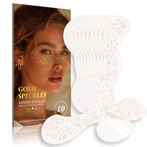 GCVSE 10 Blätter Face Glitzer-Sommersprossen Tattoos, Temporäre Gesichtsbemalung mit Glitzerpunkten, Hautfreundliche Schmuckelemente für Frauen (Design 4) von GCVSE