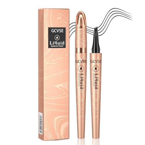 GCVSE Augenbrauenstift Mit 4 Gabelspitzen - 3D Wasserfester Microblading Stift für Langanhaltende, Natürliche Augenbrauen (Schwarz) von GCVSE