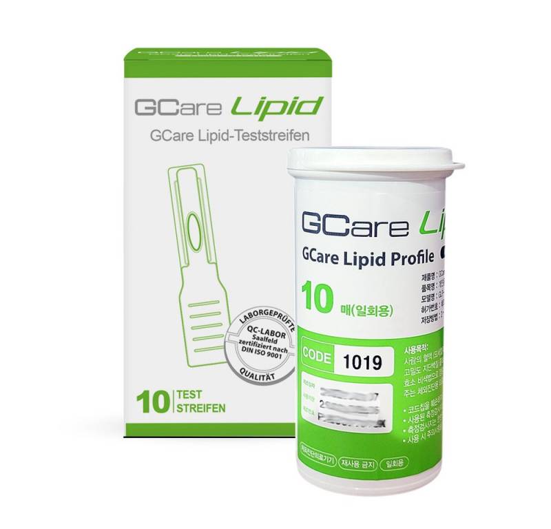 GCare Lipid Cholesterin-Teststreifen 4 in1 (TC, TG, HDL& kalk. LDL), Für das Gcare Lipid Messsystem 10-St. von GCare Lipid