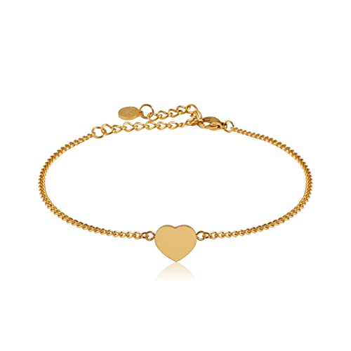 GD GOOD.designs EST. 2015 Armband Herz Gold für Damen | Verstellbare 15,5-20,5 cm Herzchen Armkette | Vergoldetes Heart Freundschaftsarmband von GD GOOD.designs EST. 2015