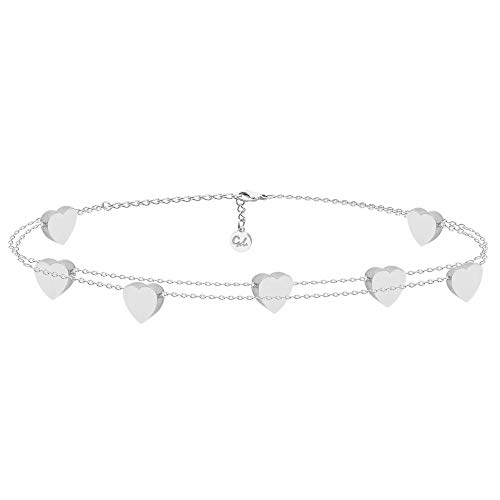 GD GOOD.designs Herz Armband Silber für Damen I Freundschaftsarmband für Sie - Verstellbar I silberne Herzchen Armkette - Valentinstag - Geschenk für Sie von GD GOOD.designs