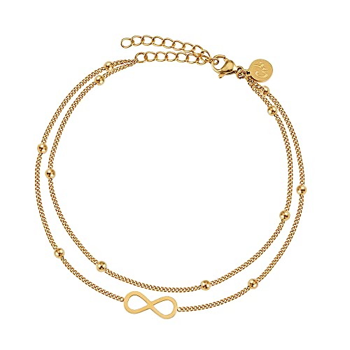 GD GOOD.designs EST. 2015 Fußkettchen mit Unendlichkeitszeichen (Gold) I Wasserfeste Infinity Fußkette mit 18 Karat Vergoldung I Damen Fußschmuck vergoldet von GD GOOD.designs EST. 2015