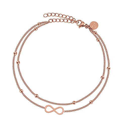 GD GOOD.designs Fußkettchen mit Unendlichkeitszeichen (Roségold) I Wasserfeste Infinity Fußkette mit 18 Karat Vergoldung I Damen Fußschmuck vergoldet von GD GOOD.designs
