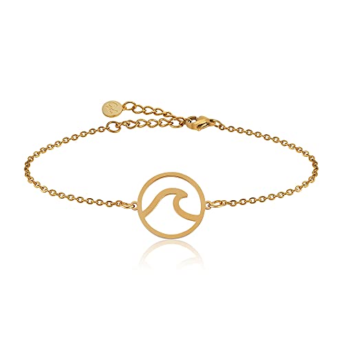 GD GOOD.designs EST. 2015 Armband Welle Gold für Damen - Wasserfest - Surfer Armkette aus Edelstahl I Wave Schmuck von GD GOOD.designs EST. 2015