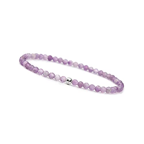 GD GOOD.designs Amethyst Armband Damen mit echten Natursteinen und 925 Silber Perle I Naturstein Armband aus facettierte 4mm Edelstein Perlen - Inkl. Geschenkbeutel von GD GOOD.designs