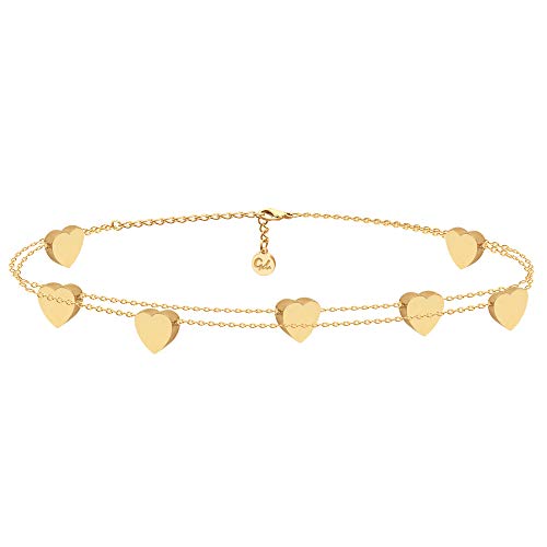 GD GOOD.designs EST. 2015 Herz Armband Gold für Damen I Freundschaftsarmband für Sie - Verstellbar I 18 Karat vergoldete Herzchen Armkette von GD GOOD.designs EST. 2015