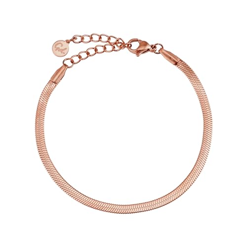 GD GOOD.designs Schlangen Armband für Damen | Flacher Armreif ohne Anhänger in Rosegold | Edelstahl Schmuck 3mm breit | Wasserfest GD GOOD.designs Schlangen Armband für Damen | Flacher Armreif ohne Anhänger in Rosegold | Edelstahl Schmuck 3mm breit | Wasserfest von GD GOOD.designs