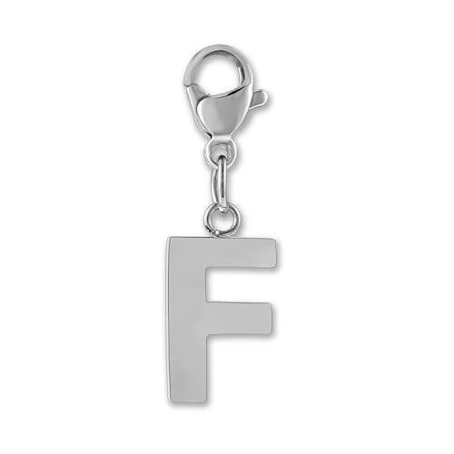GD GOOD.designs Charms Anhänger mit Buchstabe F und Karabiner Verschluss - Initial Charm Silber aus Edelstahl für Bettelarmband - Valentinstag-Geschenk Für Sie und Ihn von GD GOOD.designs