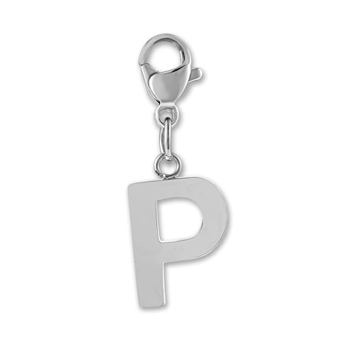 GD GOOD.designs Charms Anhänger mit Buchstabe P und Karabiner Verschluss - Initial Charm Silber aus Edelstahl für Bettelarmband - Valentinstag-Geschenk für Sie und Ihn von GD GOOD.designs