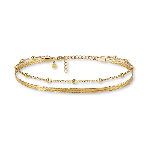 GD GOOD.designs EST. 2015 Fußkettchen Gold für Damen I Mehrreihige Fußkette - Verstellbar I Goldene Schlangenkette Fußschmuck I Wasserfest von GD GOOD.designs EST. 2015