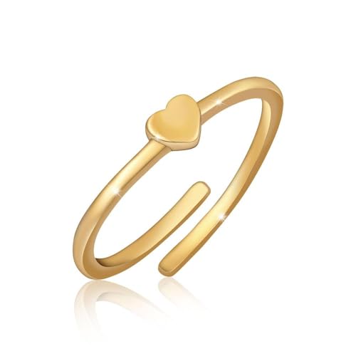 GD GOOD.designs EST. 2015 Herz Ring für Damen - Verstellbarer Damenring mit Herz-Anhänger - Rostfreier Edelstahl in 18K Gold, Silber oder Rosegold von GD GOOD.designs EST. 2015