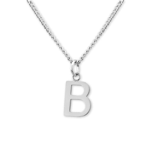 GD GOOD.designs Kette mit Buchstaben Anhänger B in Silber - 316L Edelstahl Halskette Damen - Silberne Partnerketten für Sie und Ihn von GD GOOD.designs